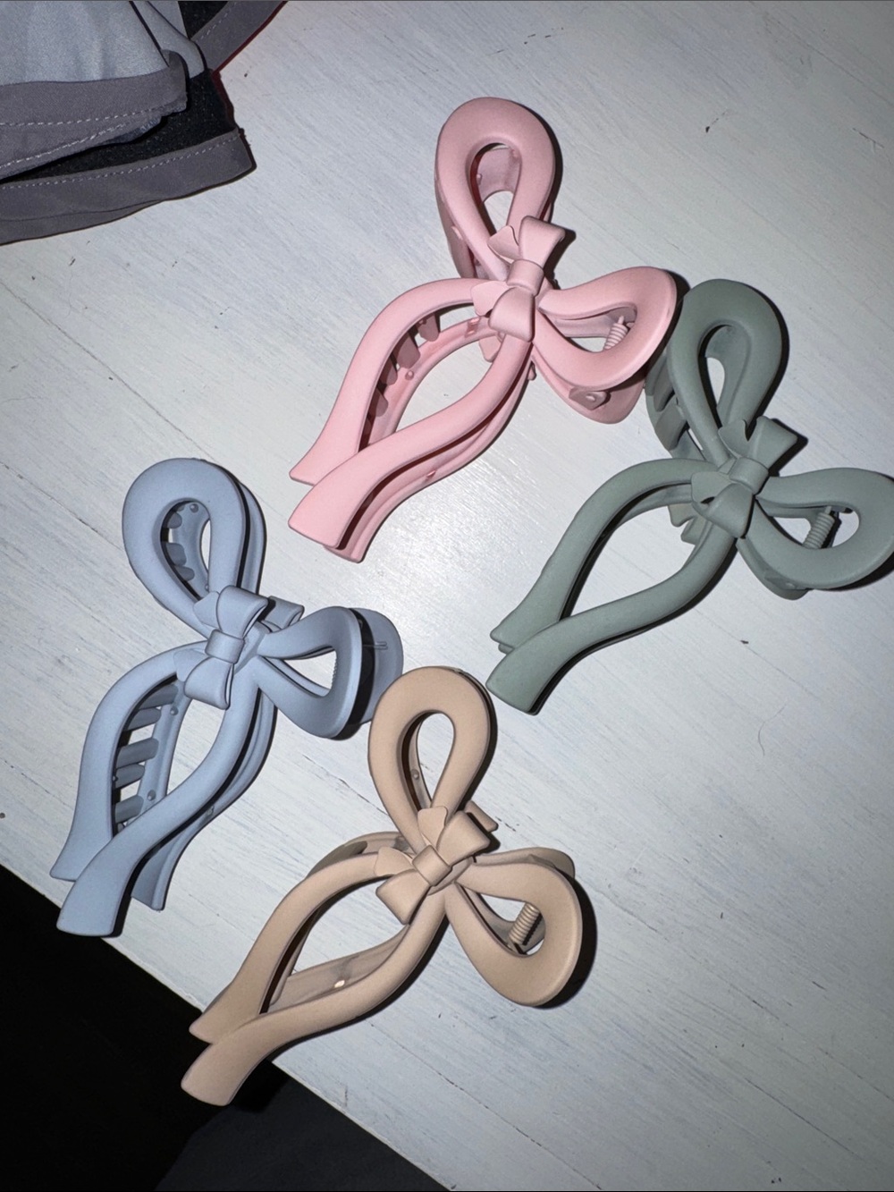 Pastel Bow Hair Clip Set - Pink, Blue, Green, Beige - Picture 1 of 1